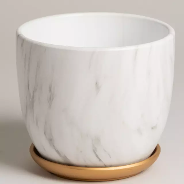 Maceta de Ceramica Simil Marmol Carrara Ramsay Xl