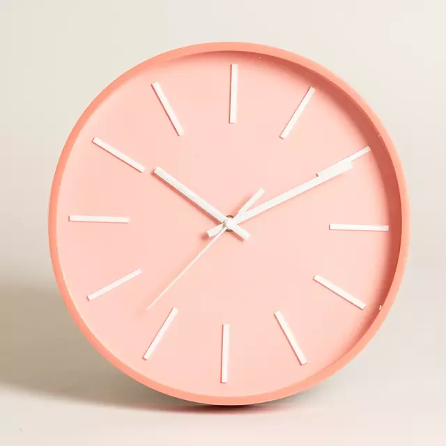 Reloj Redondo Rosa Salmon Agujas Blancas Apolo